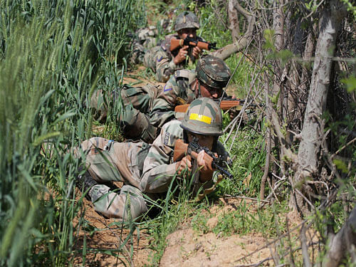 Two soldiers and a pilgrim were injured on Saturday in a militant attack on an army camp in Jammu and Kashmir's Samba district, police said.ap file photo
