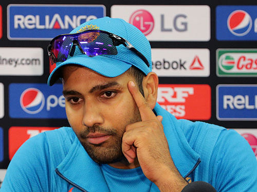India's Rohit Sharma speaks to the media during a pre match press conference at the Cricket World Cup in Sydney, Australia, Wednesday, March 25, 2015. India will play Australia in the World Cup semifinal on Thursday to gain a place in the final against New Zealand. AP Photo