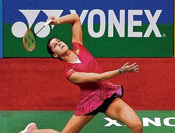 Spain's Carolina Marin returns during her win over Nozomi Okuhara of Japan in the quarterfinals of the India Open on Friday. AP
