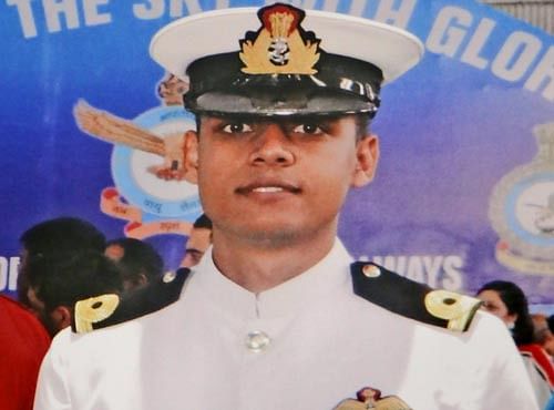 File photo of Lt. Abhinav Nagori whose body was recovered on Friday from the fuselage of the ill-fated Dornier aircraft of the navy that crashed off the Goa coast on Tuesday. PTI Photo
