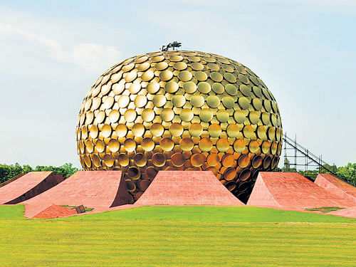 golden orb Matrimandir at Auroville, Pondicherry.