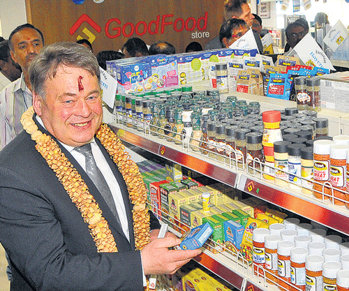 WORLDLY TASTES Helmut Brunner, Minister of Agriculture of Bavaria State in Germany, inaugurates the Bavarian Food Festival at a Good Food Store in the City on Tuesday. DH PHOTO