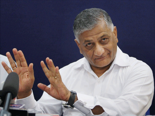 Minister of State for External Affairs V K Singh. PTI File Photo.