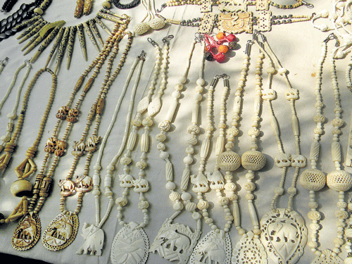 craft culture Some intricately craved camel bone jewellery. Photo by author