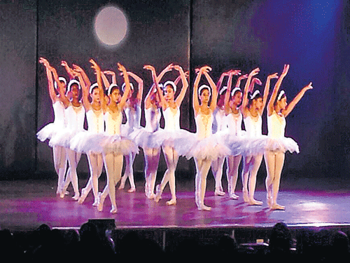 mesmerising The dancers performing 'Swan Lake' and (below in white)&#8200;Shona D'Sa.