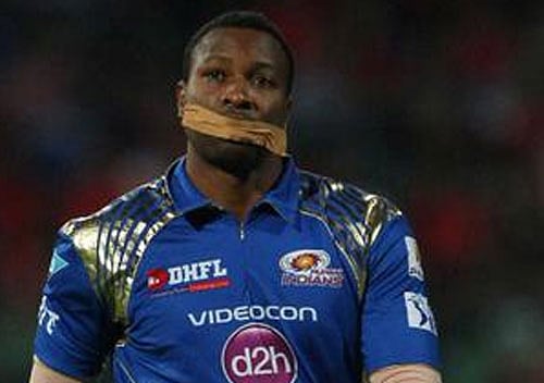 Pollard puts on sellotape in mouth after umpire's rap