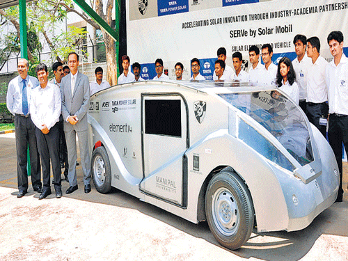 The prototype of the solar-powered car developed by the students of Manipal Institute of Technology.