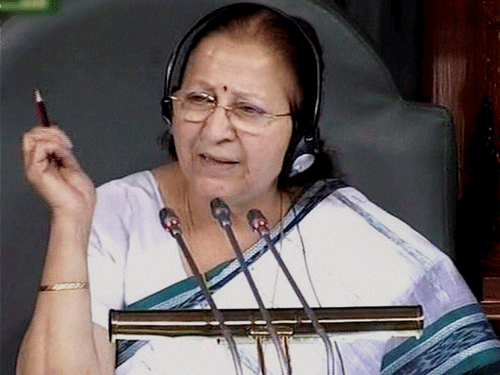 Speaker Sumitra Mahajan speaks in Lok Sabha. pti file photo