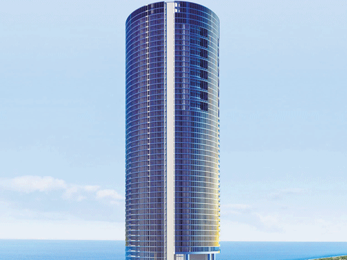 palatial structure Porsche Design Tower in Miami.