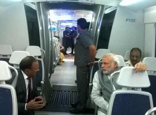 He took the Metro to avoid inconvenience to the public on the route because of the security arrangements, sources said. Picture courtesy Twitter