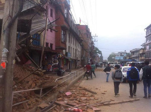 Damages after the quake in Nepal. Picture courtesy Twitter