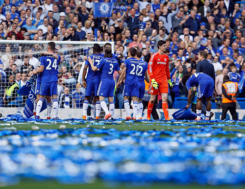 The club anthem Blue is the Colour resounded around a joyful Stamford Bridge and champagne flowed as Chelsea clinched their first Premier League title for five years with a typically stubborn 1-0 victory over Crystal Palace on Sunday. AP Image