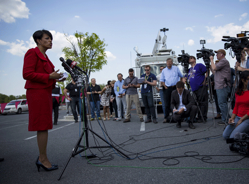 Baltimore Mayor Stephanie Rawlings-Blake speaks at a news conference outside the Mondawmin Mall in Baltimore, Maryland. Reuters file photo