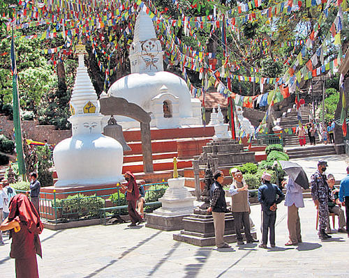 Swayambhunath shrine remained closed for devotees on Monday. DH Photo/Sagar Kulkarni