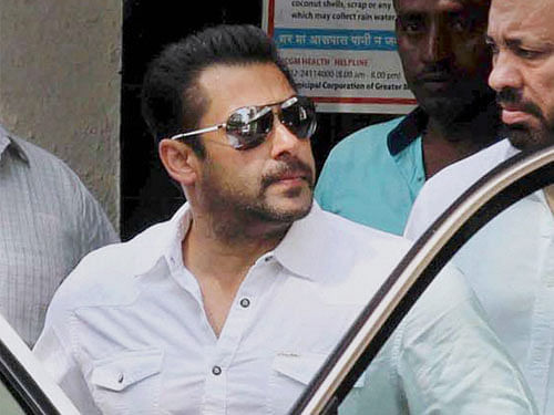 Bollywood actor Salman Khan leaving for the court to hear the verdict on the 2002 hit-and-run case in Mumbai on Wednesday.PTI Photo