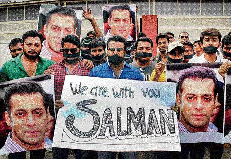 Fans of actor Salman Khan take part in a silent march to show their support for him after a court sentenced him to five years jail in the 2002 hit-and-run case in Nagpur on Wednesday. pti