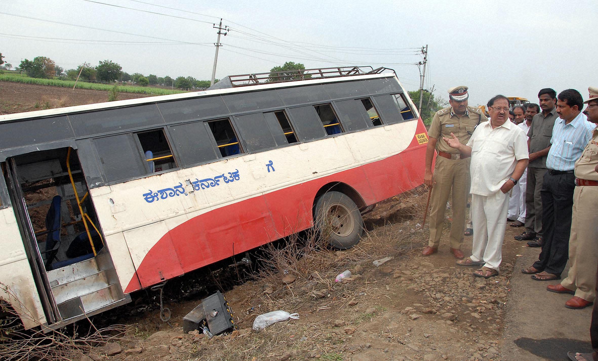 Five killed  as bus rams  private vehicle