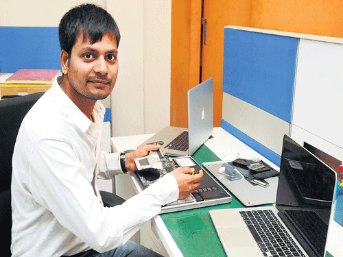 Harish Agarwal at his workplace in Bengaluru. S K&#8200;Dinesh