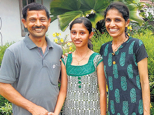 Swathi with her parents Chidananda Shastry and Shalini.