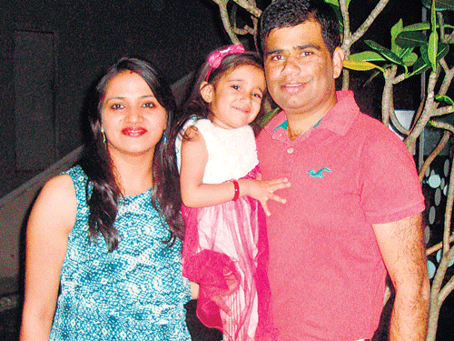 all smiles Sonika and Vijay Vir Singh with daughter Avishka.