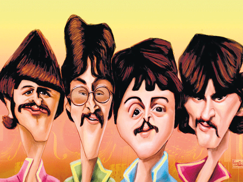 Artistic A caricature of 'The Beatles'.