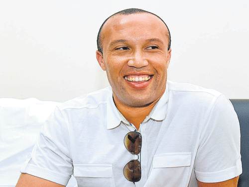 on the ball Former French international football star Mikael Silvestre in Bengaluru on Wednesday. DH photo
