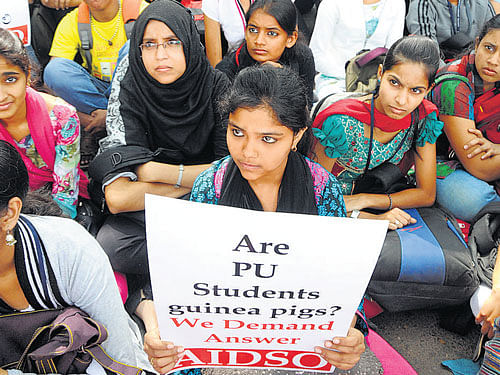 PU Students Protest. DH File Photo for representation purpose.