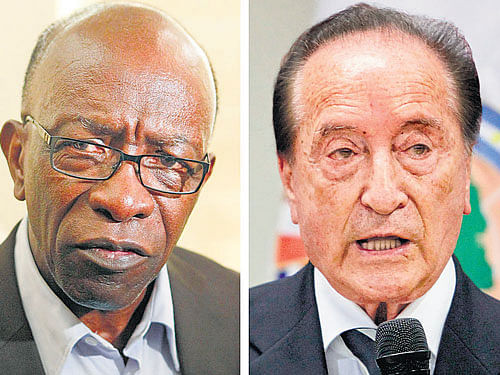 the big fish: (From left) Jack Warner (FIFA executive member), Eugenio Figueredo (FIFA vice-president) Reuters Photo.