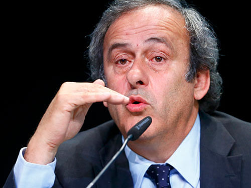 UEFA President Michel Platini addresses a news conference after a UEFA meeting in Zurich, Switzerland, May 28, 2015.A majority of UEFA's member associations will vote for Jordan's Prince Ali bin Al Hussein to succeed Sepp Blatter as the next FIFA president, UEFA President Michel Platini said on Thursday. REUTERS