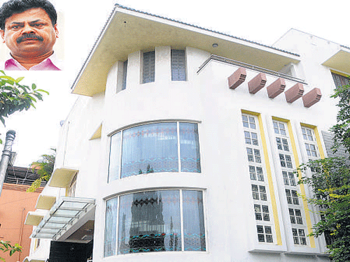 Ex-minister Renukacharya's (in set) house in Bengaluru.