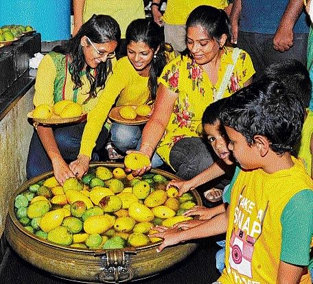 Guests choose the best mango. Photo by SK Dinesh