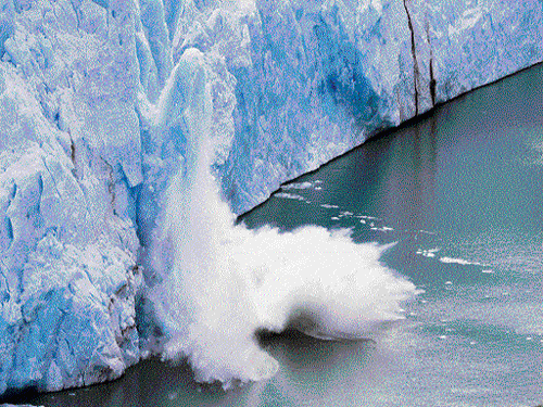 heating up Scientists think that the rapid ice loss is due to warmer ocean waters.