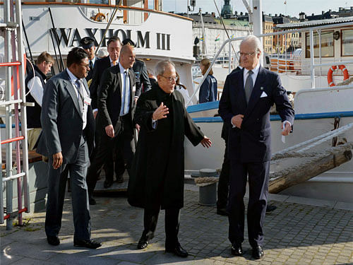 King Carl Gustaf and Pranab Mukherjee.PTI File  photo.