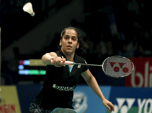 India's Nehwal plays a shot during her women's singles match against China's Wang at the 2015 BCA Indonesia Open badminton tournament in Jakarta. Reuters photo