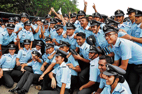 IAF officers at the Graduation Parade held at the Air Force  Technical College, Jalahalli, on Friday. DH PHOTO