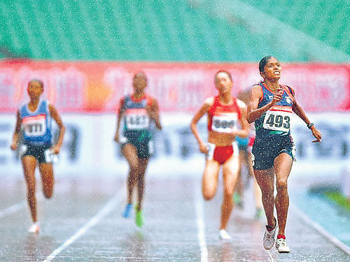 class apart: India's Tintu Luka en route her 800M gold at the Asian Athletics Championships  on Sunday. Aaa