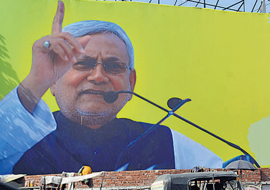 A hoarding projecting Nitish Kumar as theCMcandidate in Patna. MOHAN PRASAD