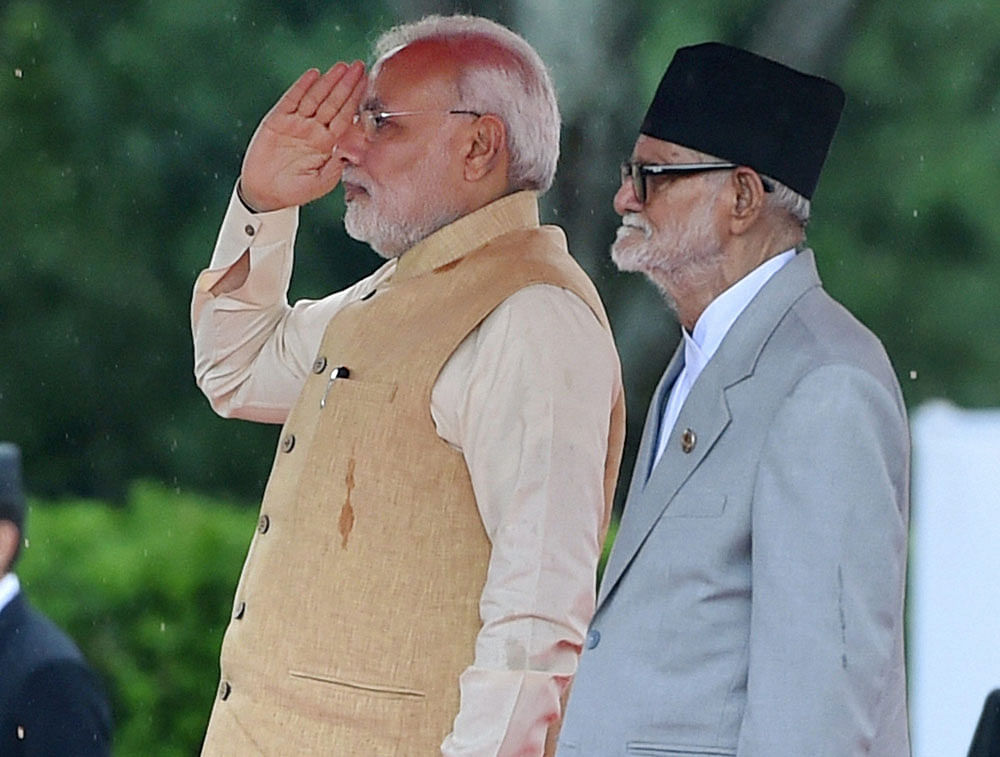 India Prime Minister Narendra Modi with his Nepalese counterpart Sushil Koirala. PTI file photo