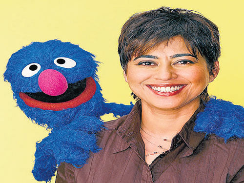 Creating magic Sashwati Banerjee with one of the muppets on the show.