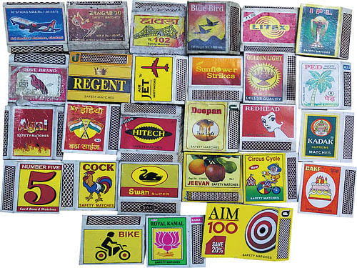 varied Some matchboxes from his collection.