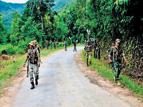 Assam Rifles personnel to carryout counter insurgency operation in a remote location of Chandel district . DEEPAK OINAM