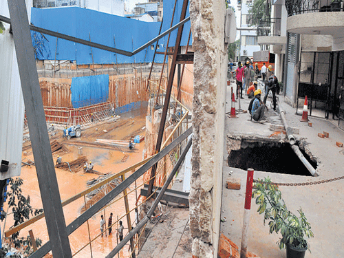The affected area on Cunningham Road in Bengaluru on Tuesday. Photo by B K Janardhan Uday