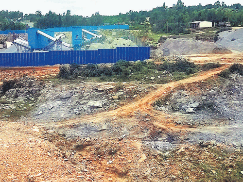One of the quarries that was raided in Anekal taluk of Bengaluru Urban district on Wednesday. DH PHOTO