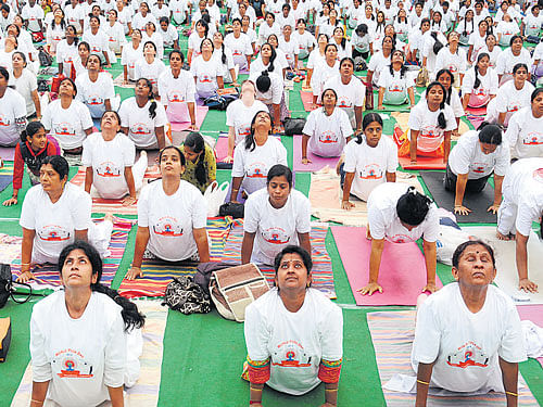A study by the Nimhans Advanced Centre for Yoga has found that high levels of stress  hormone present in depression patients dropped considerably after they were put on  Yoga therapy. DH file photo