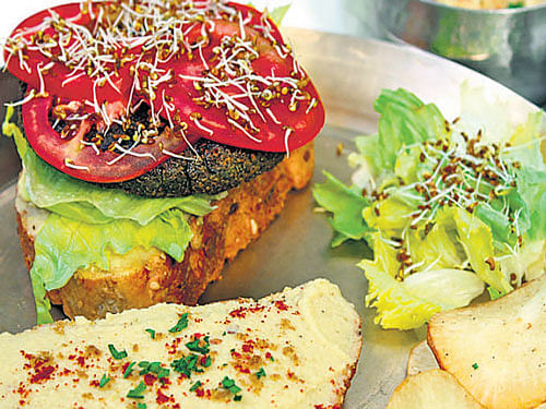 tasty (Above and top right) Quinoa  Burgers.