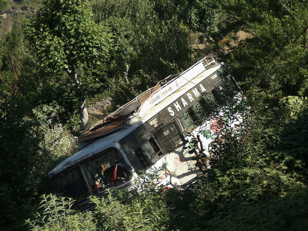 The Uttarakhand Roadways bus, carrying about 40 passengers, fell into a 100-ft deep gorge at Dhyari, nearly 65 kms from Almora, killing 15 persons on the spot, Kumaon DIG Pushkar Sailal said. PTI file photo for representation