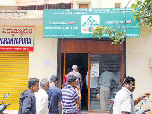 The BangaloreOne centres have been very much beneficial for the public and more and more services will be added, said the Administrator. DH file photo