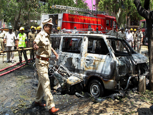 Bomb blast outside the BJP office at Malleswaram, PTI file photo