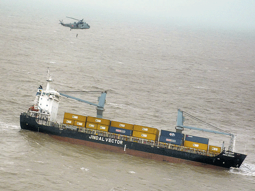 So far no oil spill has been reported. On Sunday night, the 7,000-tonne ship which was on voyage from Mundra in Gujarat to Kochi in Kerala, listed and on Monday morning, the 20-member crew was rescued by Coast Guard and Indian Navy. DH file photo