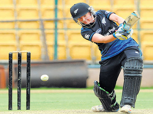 New Zealand's Katie Perkins en route her 45 against India 'A' in Bengaluru on Friday. DH photo